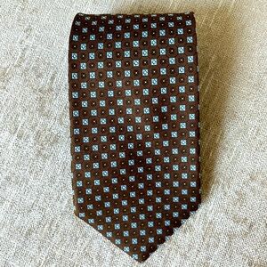 Brooks Brothers “346” brown tie with tiny blue square print